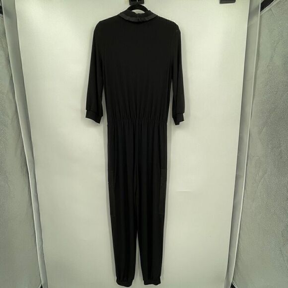 Joseph Ribkoff Black Stretchy 3/4 Sleeve Zipper Front Jumpsuit Size 8 - Picture 6 of 7